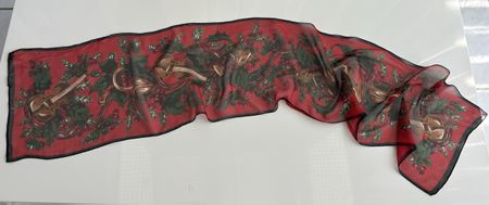 Long Scarf Red Christmas Pattern Music Instruments