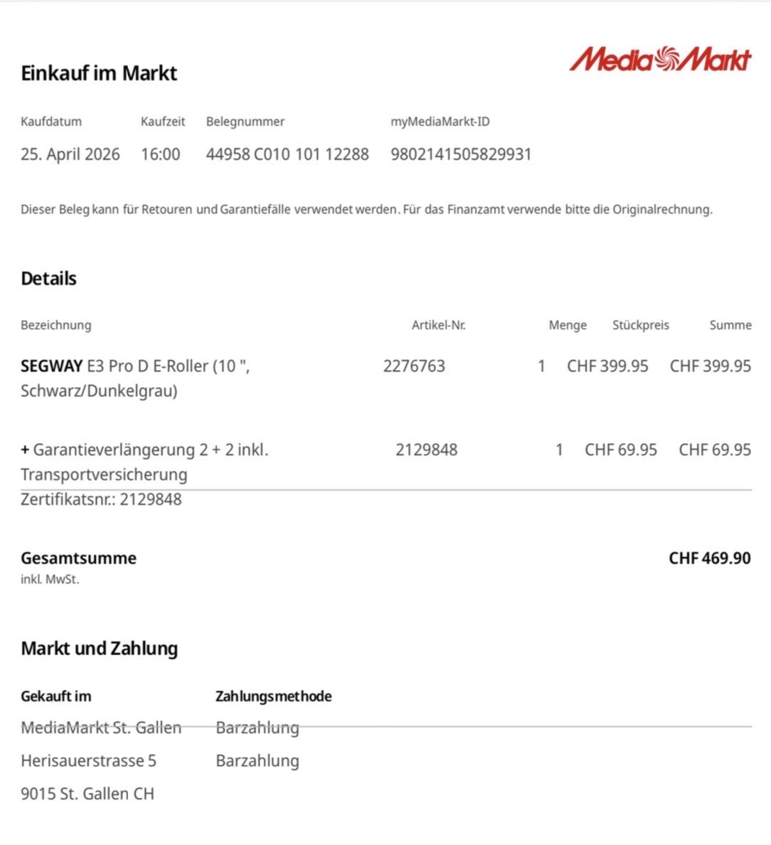Scooter: SEGWAY E3 Pro D E-Roller 10" Schwarz/Dunkelgrau guter Zustan – Usato da Abtwil SG venduto da Calippo1 4