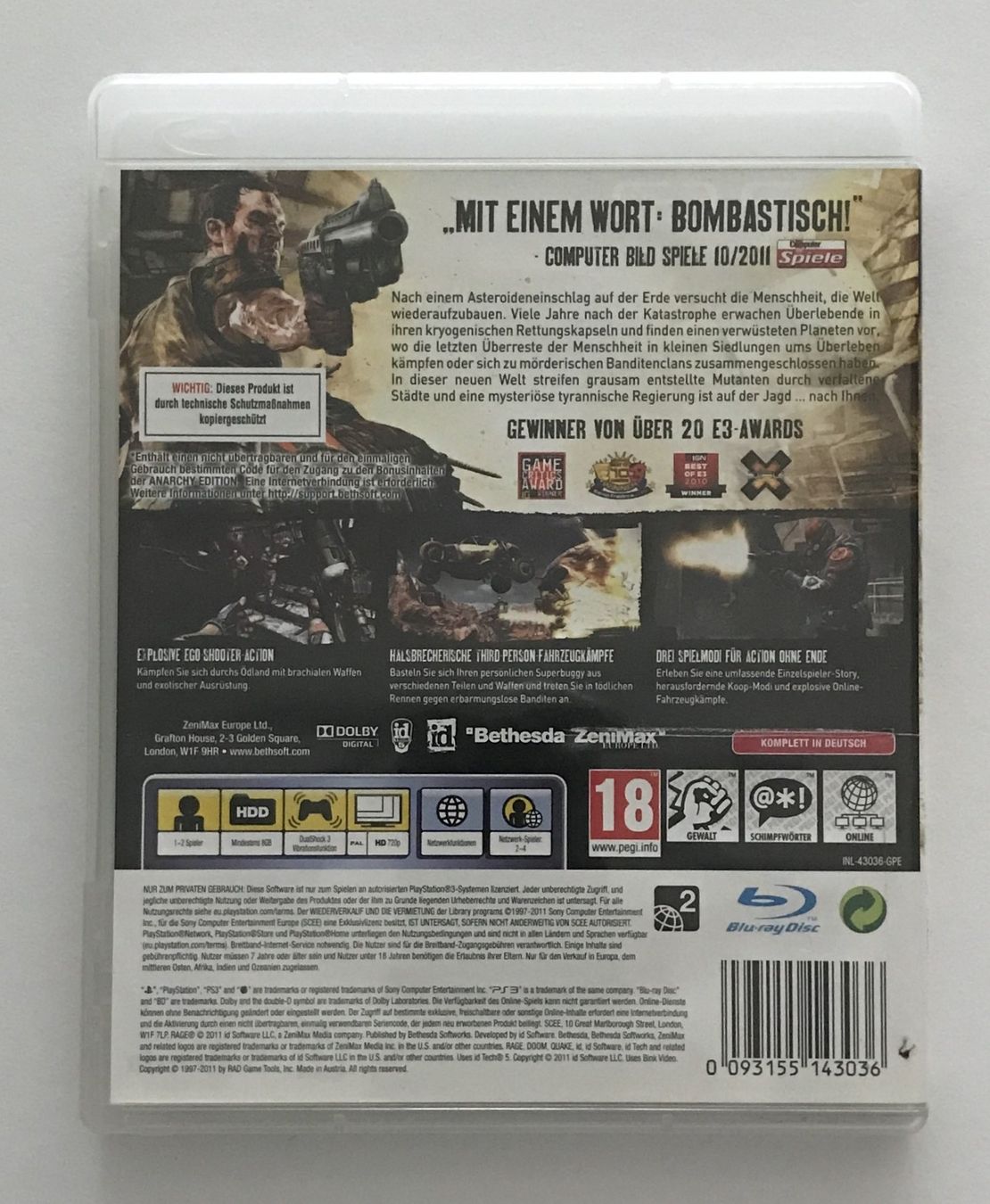 Giochi: PS3 - Rage – Usato da Allschwil venduto da Bullach 2