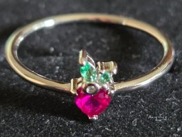 Bague Argent 925, Rubis Synth.Strawberry T 57 - Neuf ☆☆☆