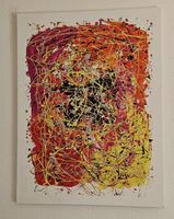 Peinture abstraite acrylique sur toile multicolore ❤️