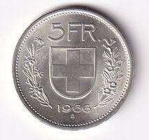 5 Franken 1966 fast unz