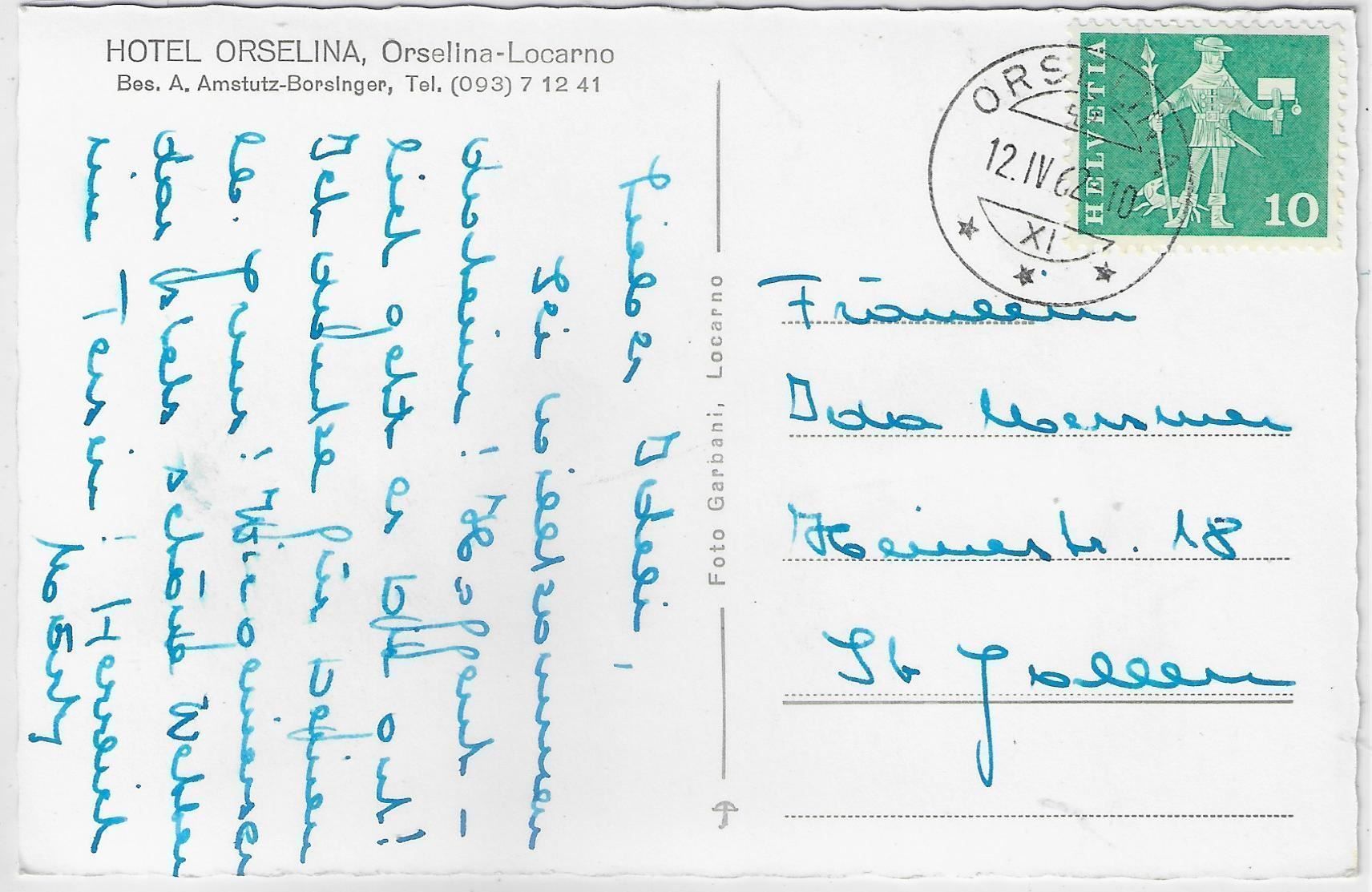 Cartoline postali: Hotel Orselina - Locarno – Antico da Ettingen venduto da Kartenplanet 1