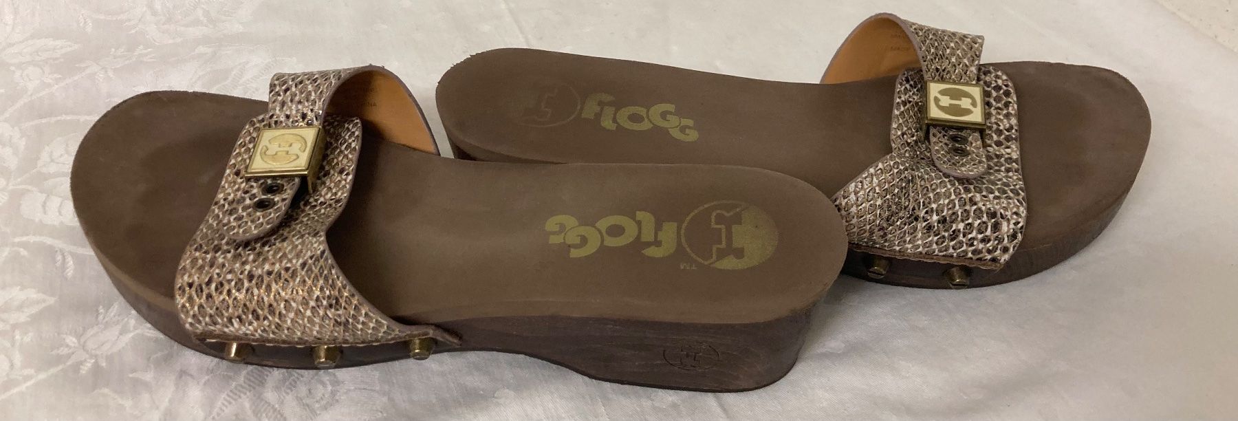 Scarpe da donna: Designer Flogg Holz-Clog, USA,  Leder Gr:38💎 – Usato da dübendorf venduto da Vintage_55 1