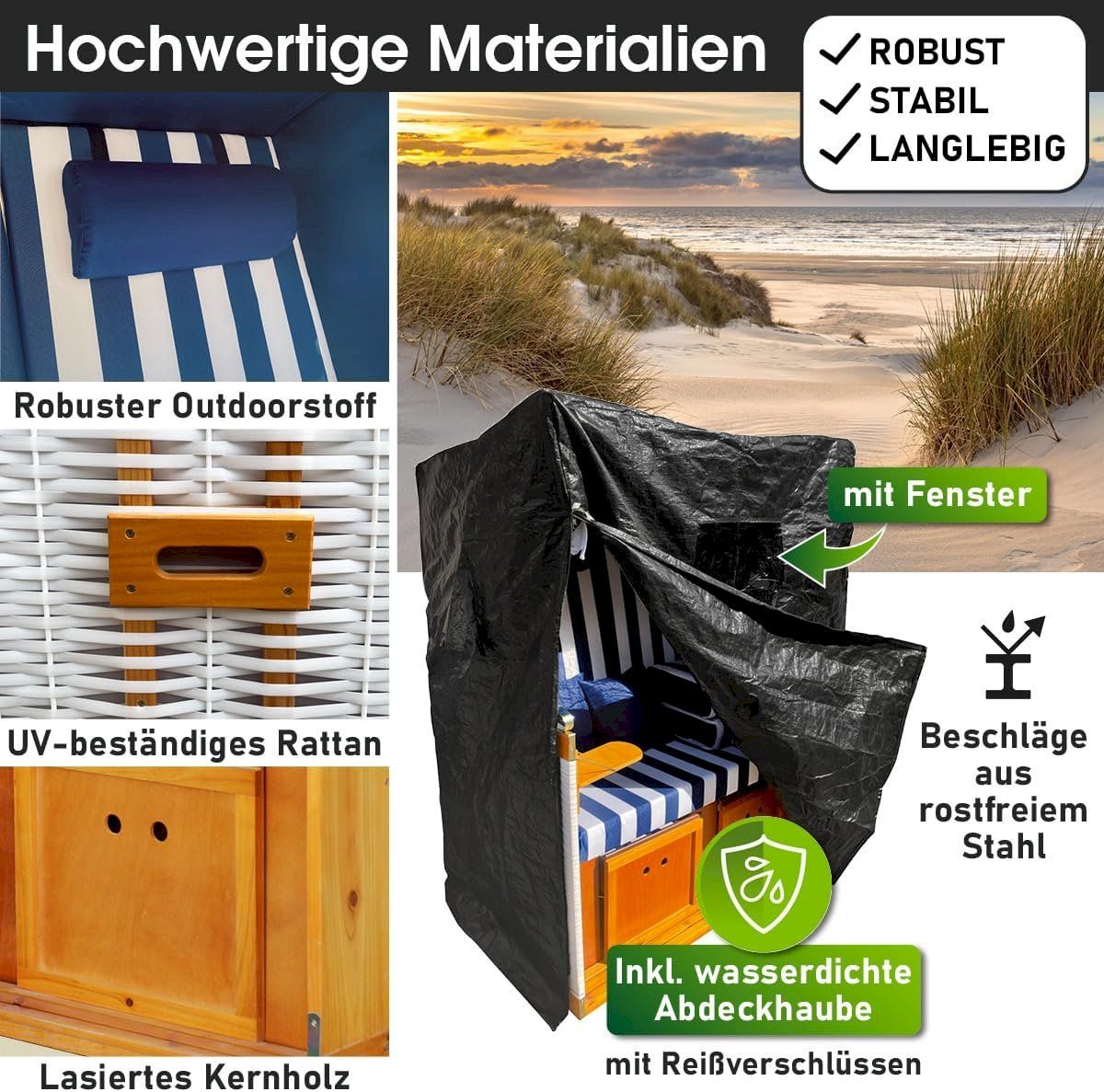 Sedie a sdraio: Strandkorb NORDERNEY DELUXE 120cm – Nuovo e nell'imballaggio originale da Bottighofen venduto da zaap 5