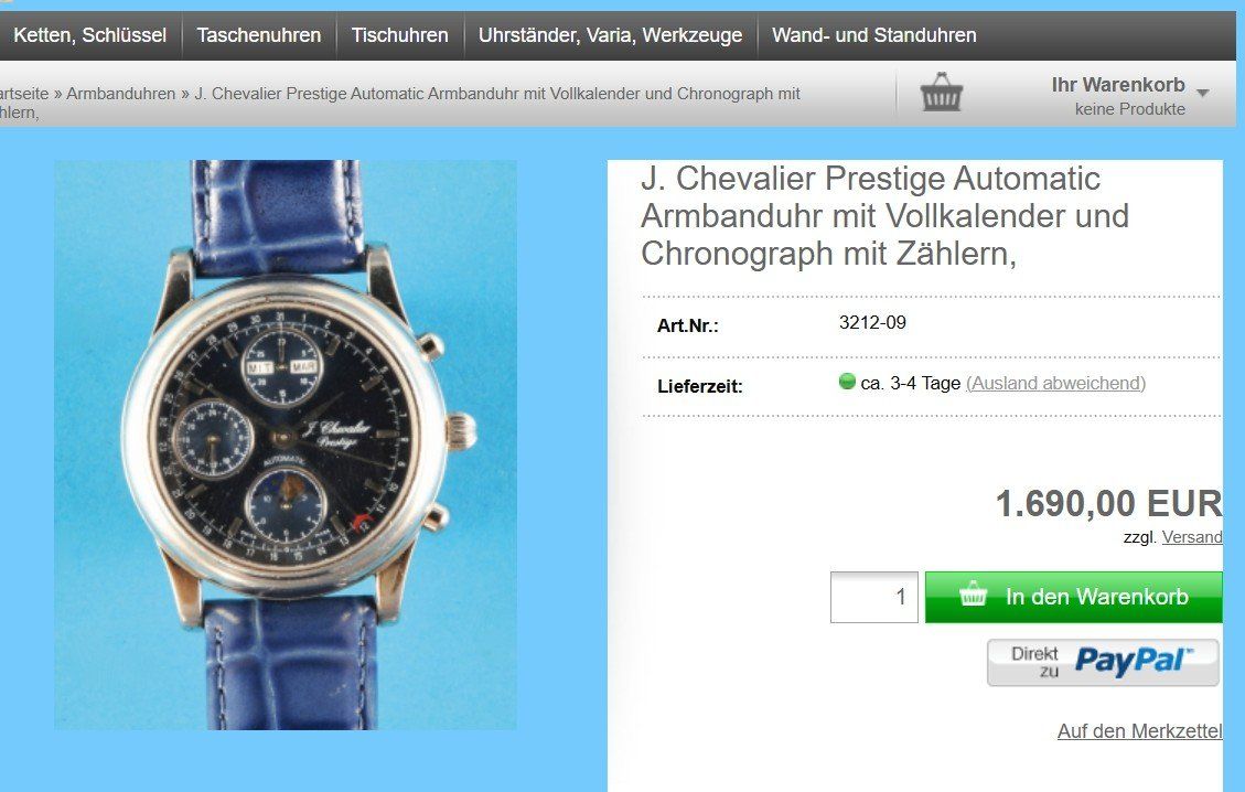 Orologi: J Chevalier Chronograph Prestige Valjoux 7751 – Usato da Meilen venduto da Anonymous3 6