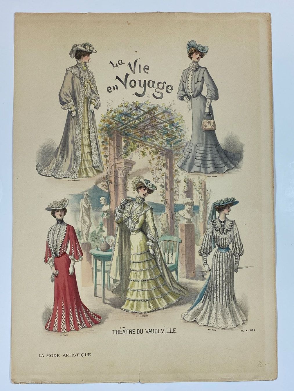 Incisioni: Antikes Modeblatt um 1880 Lithografie – Usato da Wollerau venduto da Sammler-Ecke