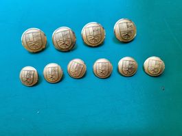 Messing-Knöpfe mit Graubündenwappen Motiv 10 Stück