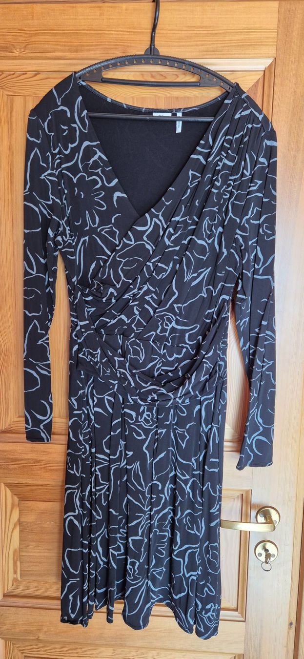 S.Oliver Vestiti: Robe noire imprimée, manches longues, élégante et chic – Usato da Troistorrents venduto da ell_6fws