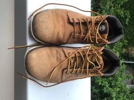 Beige Timberland suede ankle boots