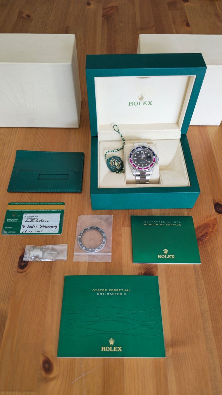 Rolex Orologi: Rolex GMT-Master II 116710 Full Set – Custom Diamond & Ruby – Usato da St. Gallen venduto da Arctic_Dweller