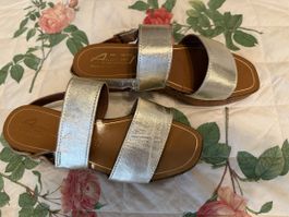 Vintage Sandalen mit Korksohle Leder made in Italy