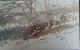 Foto-AK Inf RS 5/I 1915, Marsch im Schnee