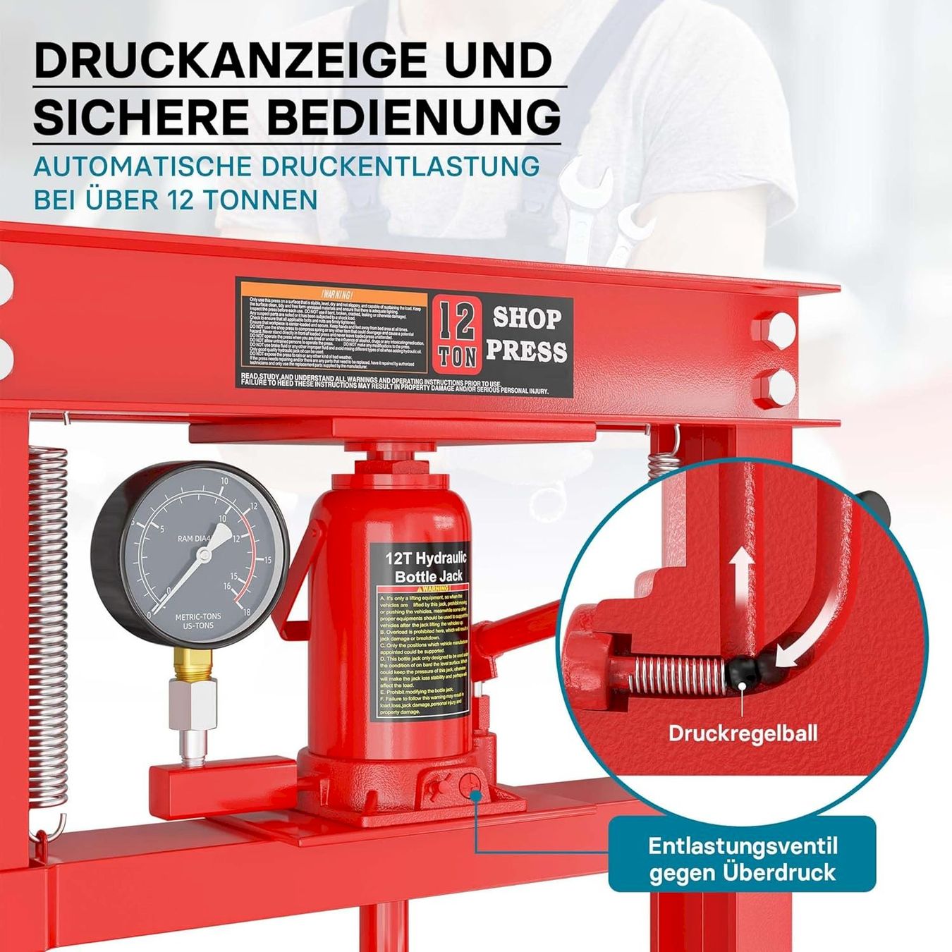 Tutti gli attrezzi: Wiltec 12T Profi Werkstattpresse – Nuovo e nell'imballaggio originale da Bottighofen venduto da zaap 4