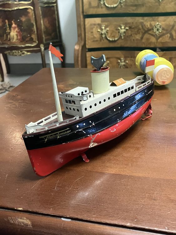 Fleischmann - paquebot - 1 - Wind-up boat bateau a cheminee - Catawiki