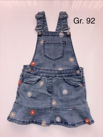 Latzkleid Denim Blumen Gr. 92 guter Zustand