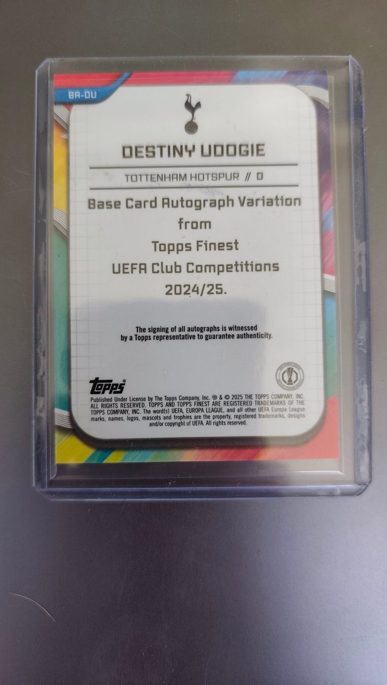 Topps Carte collezionabili: Topps Finest 24/25 Destiny Udogie /99 mit Autogramm – Usato da St. Gallen venduto da RudyundFloydCards 1