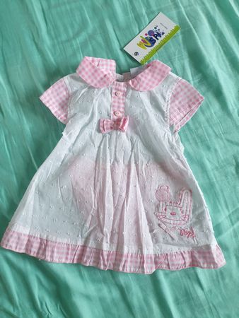 Neues Sommerkleid-Set Gr. 68 mit Höschen, Rosa/Weiss