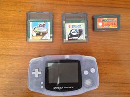 Nintendo Game Boy Advance (Transparent Blue) + 3 jeux