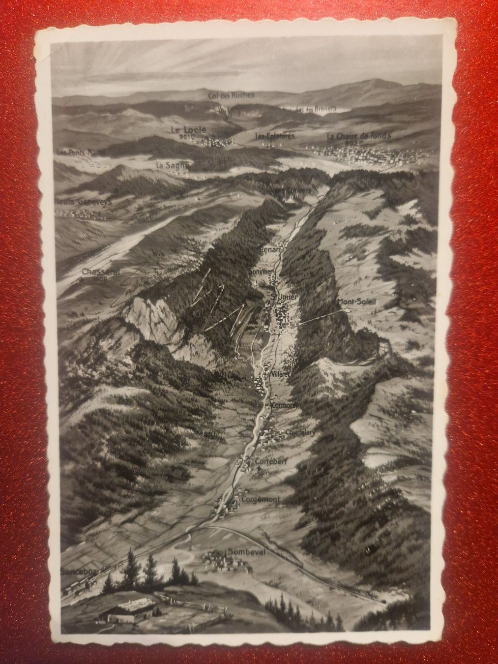 Ansichtskarten: Val de Travers - Panoramakarte – Gebraucht aus Melchnau von Fishel