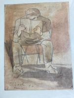 Deck Leo,Originalbild Kreide/ Aquarell 1946 Paris
