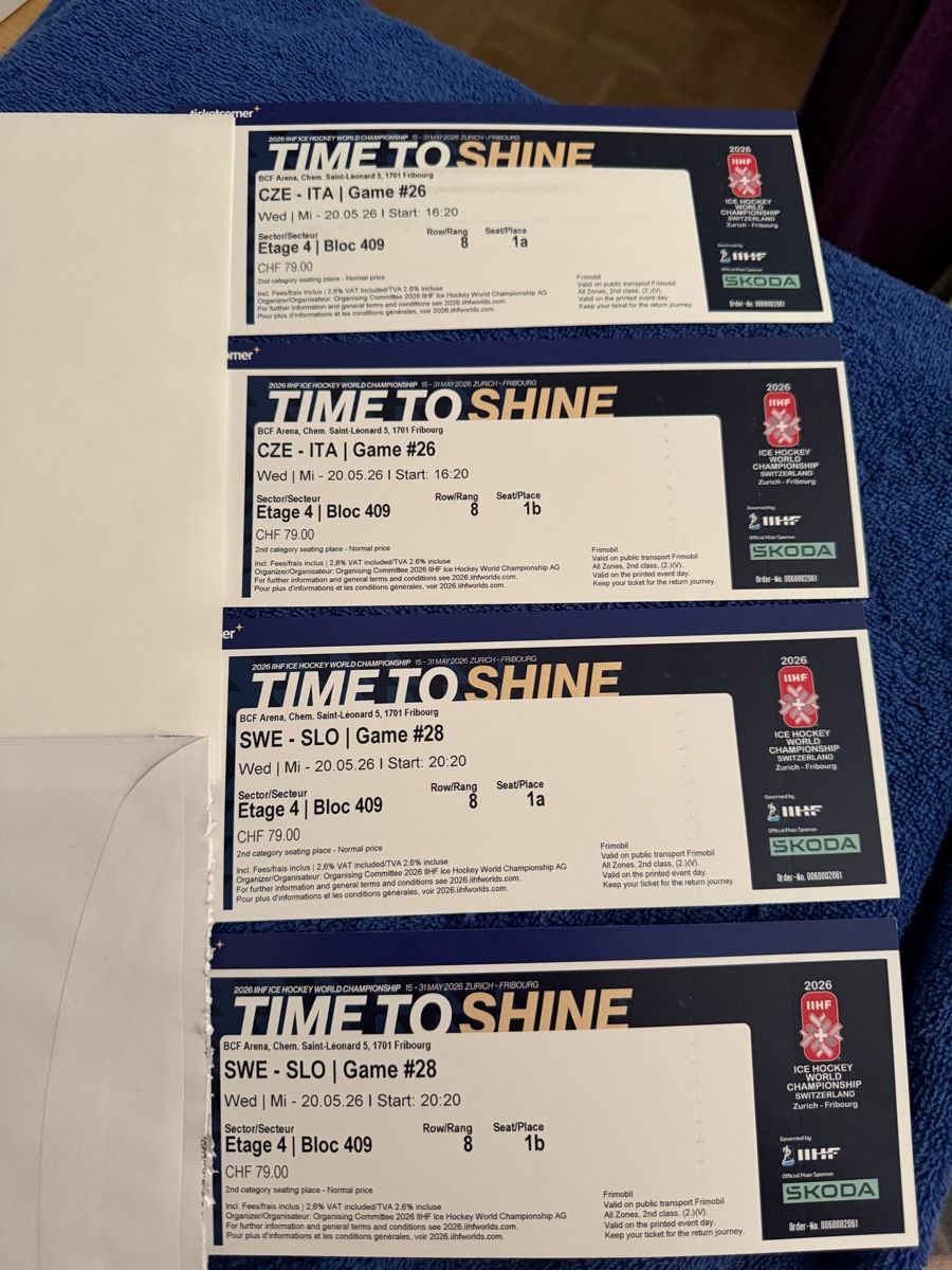 Biglietti: 2 mal 2 WM-Tickets – Nuovo e nell'imballaggio originale da Kloten venduto da swetom