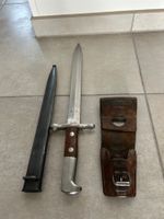 Schweizer Bajonett 1905 mit Scheide & Lederkoppel, Rarität!