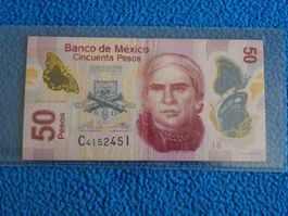 Mexiko Banknote 50 Pesos 2015, Top Zustand!