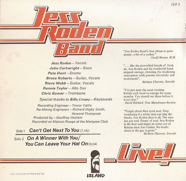 Dischi in vinile: Roden Jess Band: Live! 7" – Usato da Steinhausen venduto da Vilivinili 1