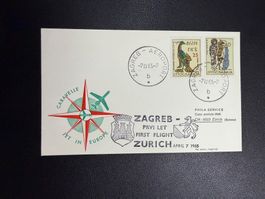 Swissair Erstflugbrief Zagreb-Zürich 1965