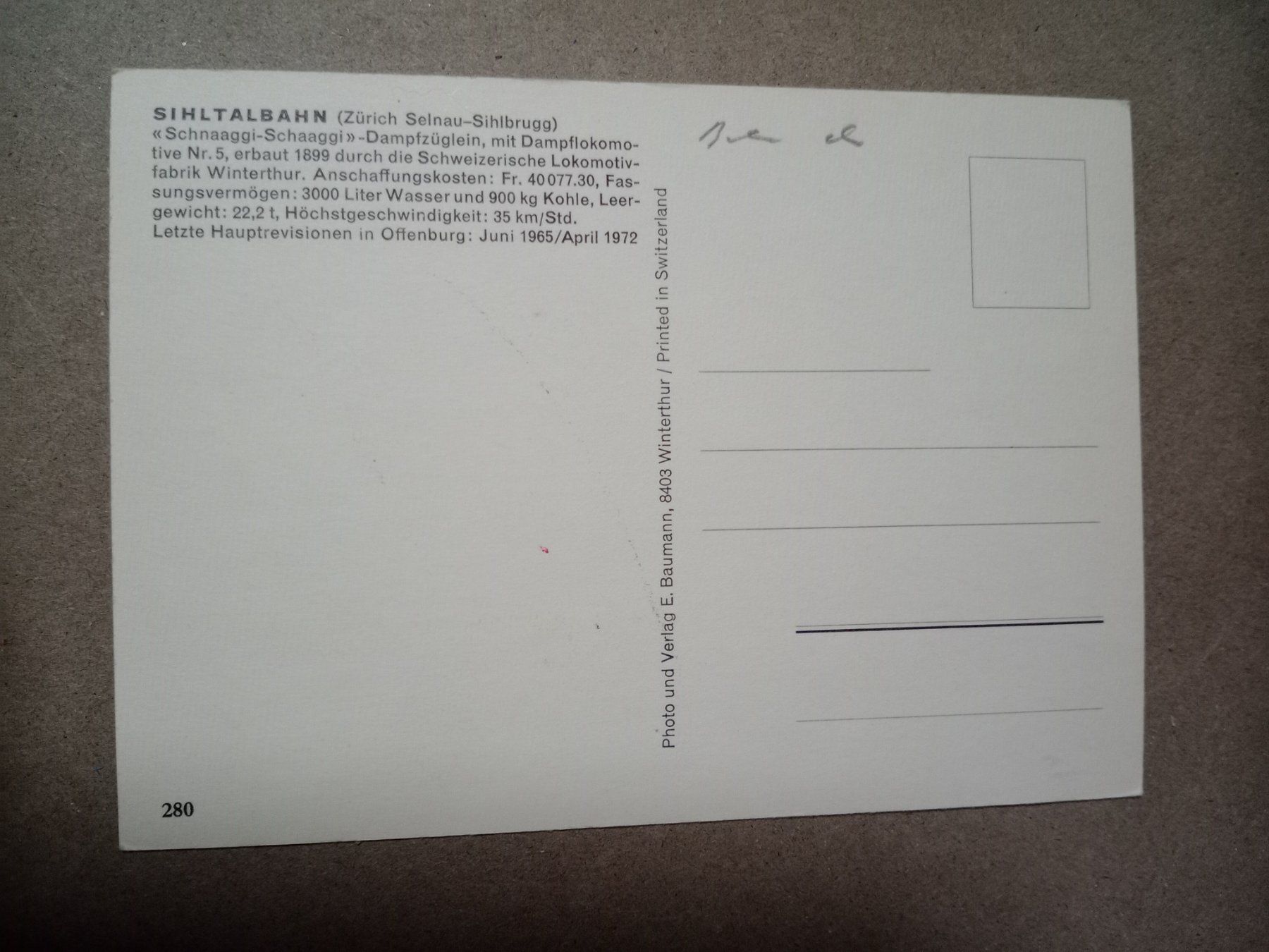 Cartoline postali: Ak Bahn Sihltalbahn Schnaaggi Schaaggi – Usato da Küttigen venduto da Melisch1000 1