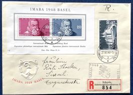 1948 IMABA Basel R- Brief W31 mit Zusatzfrankatur -Sissach