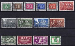 1945 kompletter PAX-Satz Kat-Nr. 262-274 + W24, gestempelt