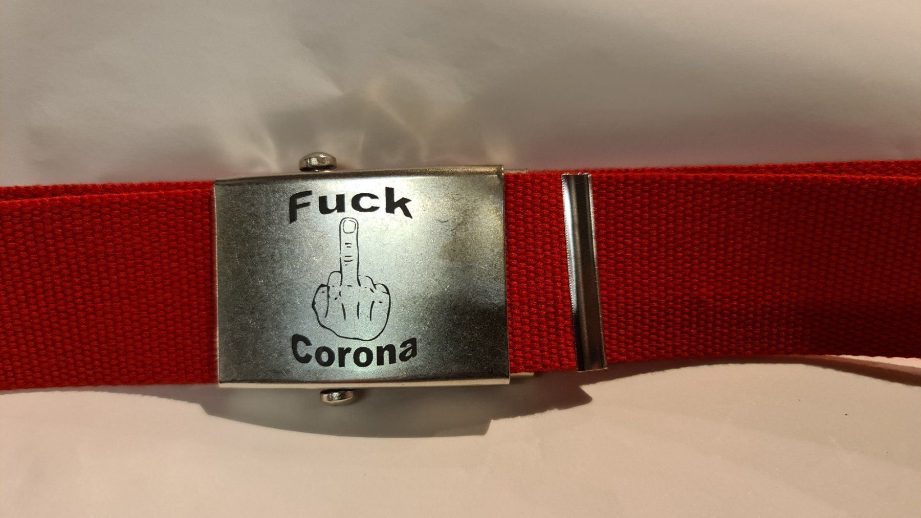Cinture: Stoffgürtel mit Fuck Corona Logo – Nuovo e nell'imballaggio originale da Sins venduto da sagitarius58 2