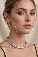 Set collana e orecchini cerchio effetto molla argento