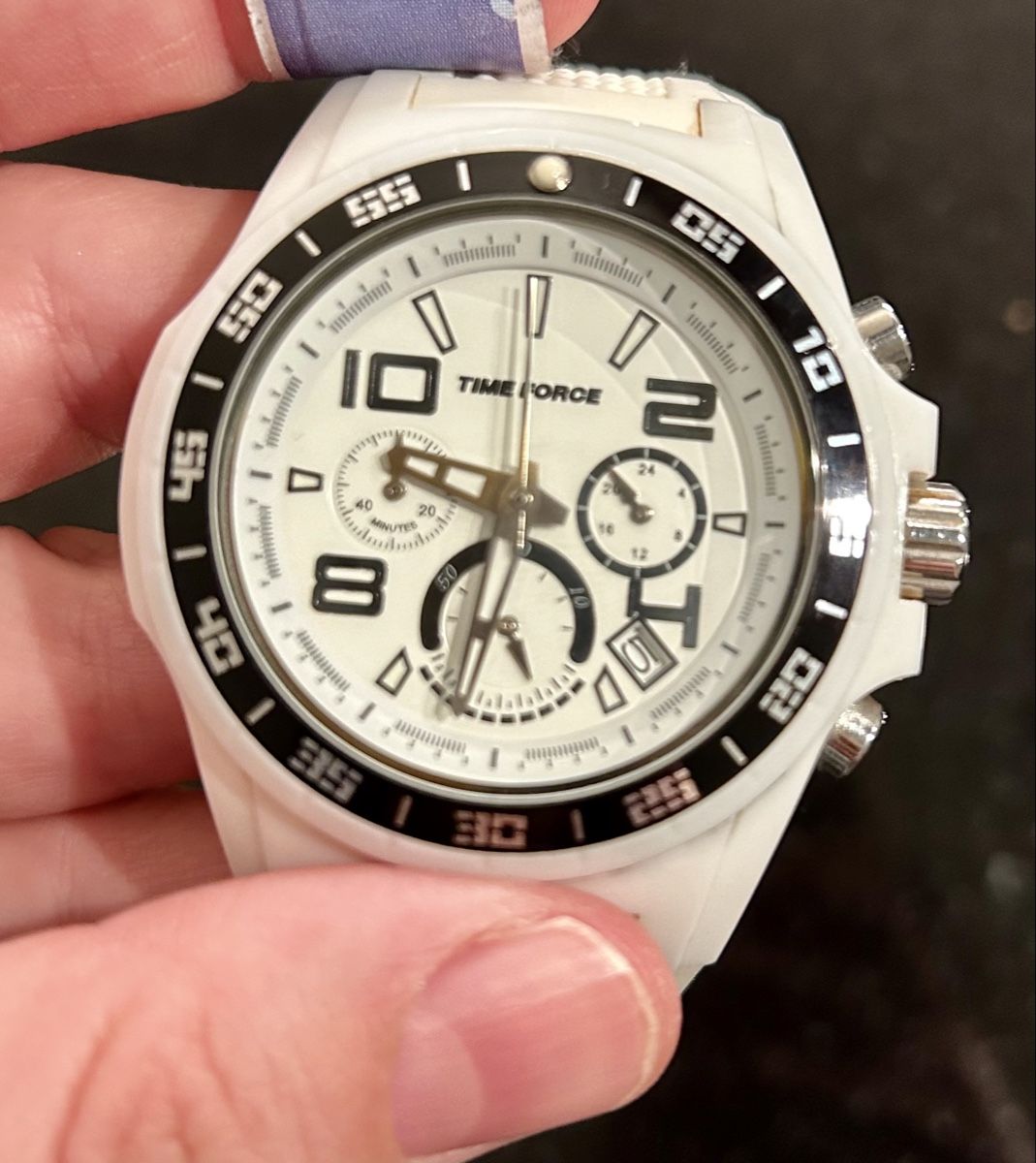 Uhren: Sportliche Herrenuhr Time Force, weiss – Gebraucht aus Dübendorf von mimamedusa