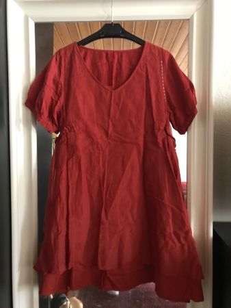 Tunique EWA I WALLA, taille S, 100% coton, orange corail