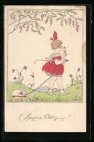 Mela Köhler: Ostergruss, Mädchen mit W