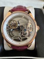 Skelettuhr Automatik Roségold Leder Bordeaux