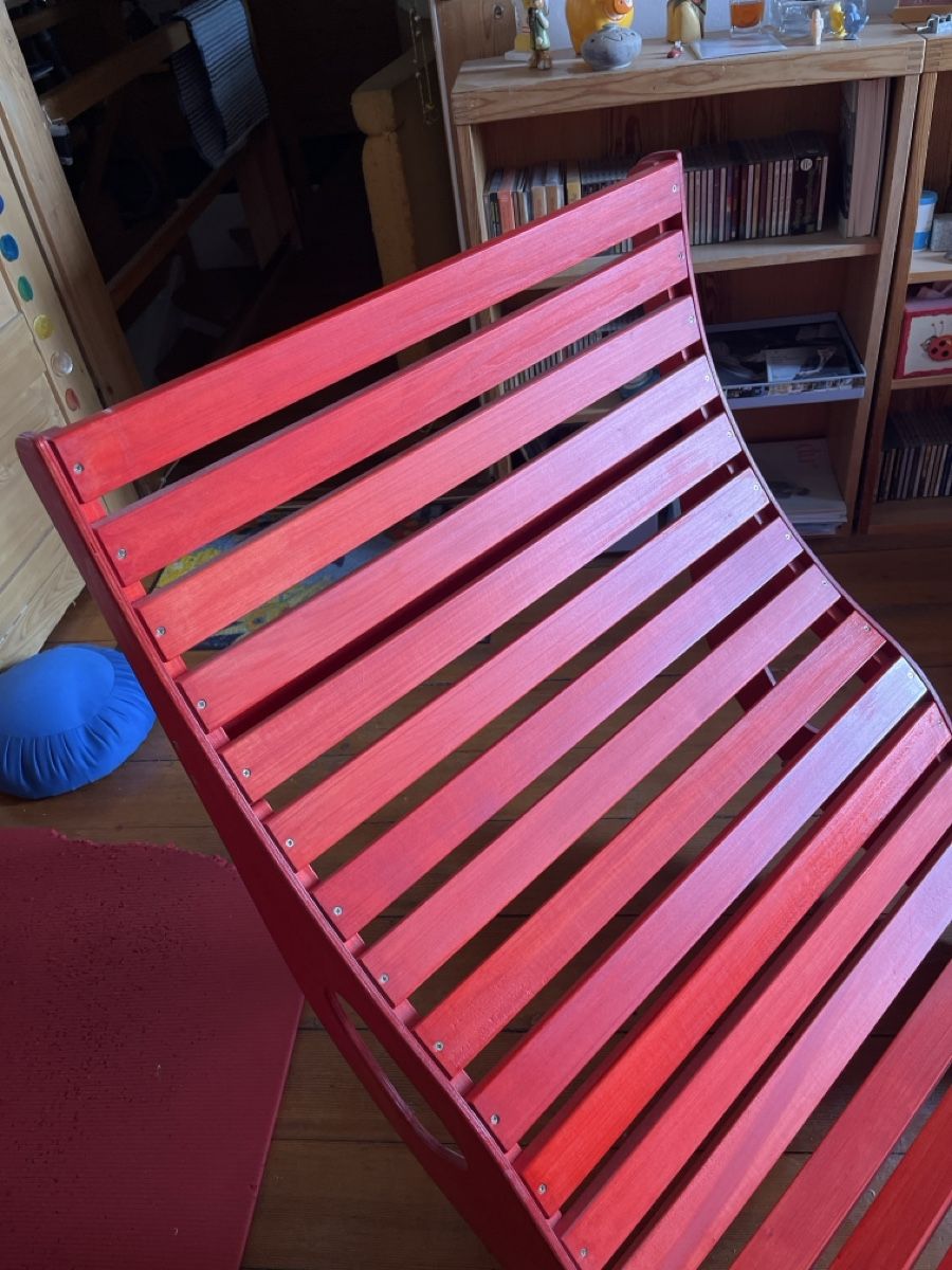 Coop Sedie a sdraio: Schaukelliege Holz rot gebeizt – Usato da Rombach venduto da sil_kbb7 1