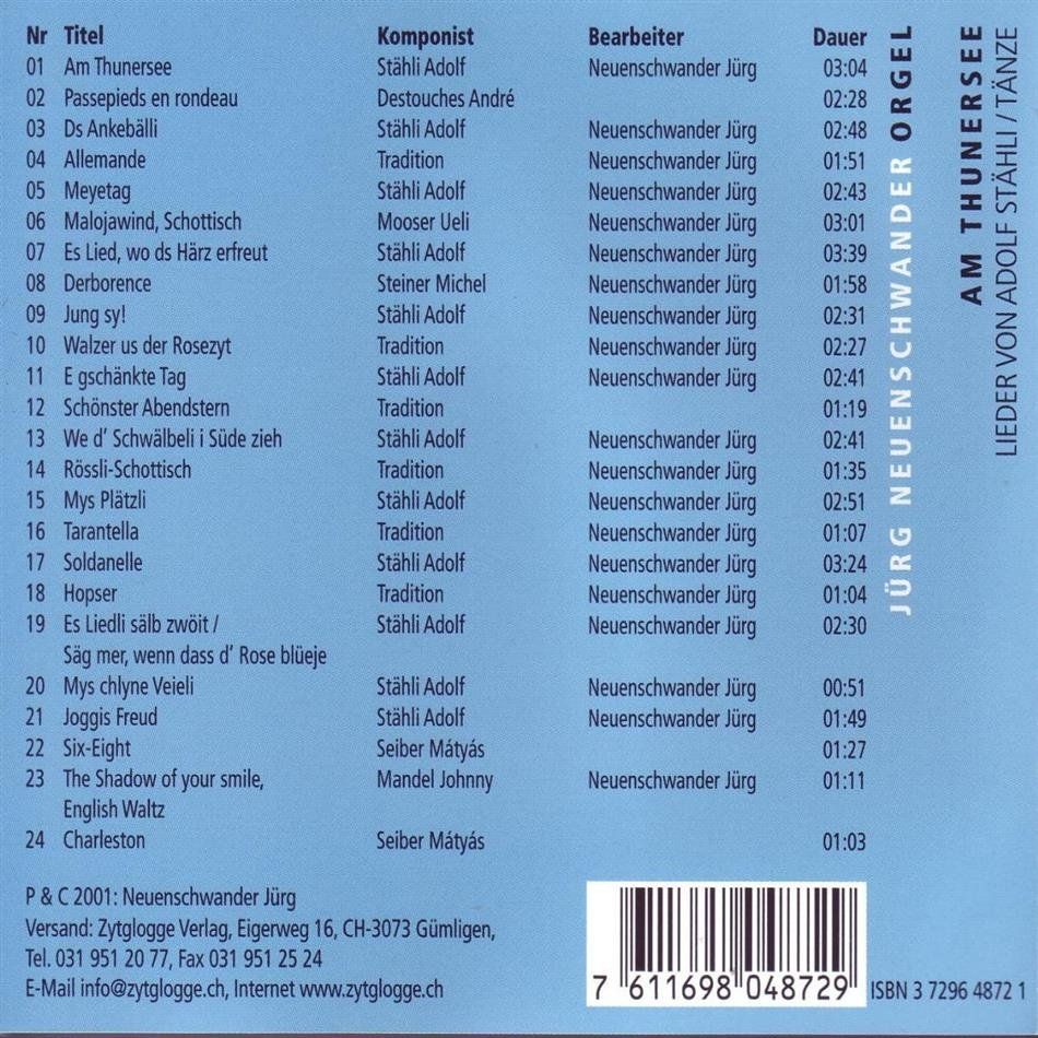 CD: Jürg Neuenschwander: Am Thunersee – Usato da Brittnau venduto da Zibu 1