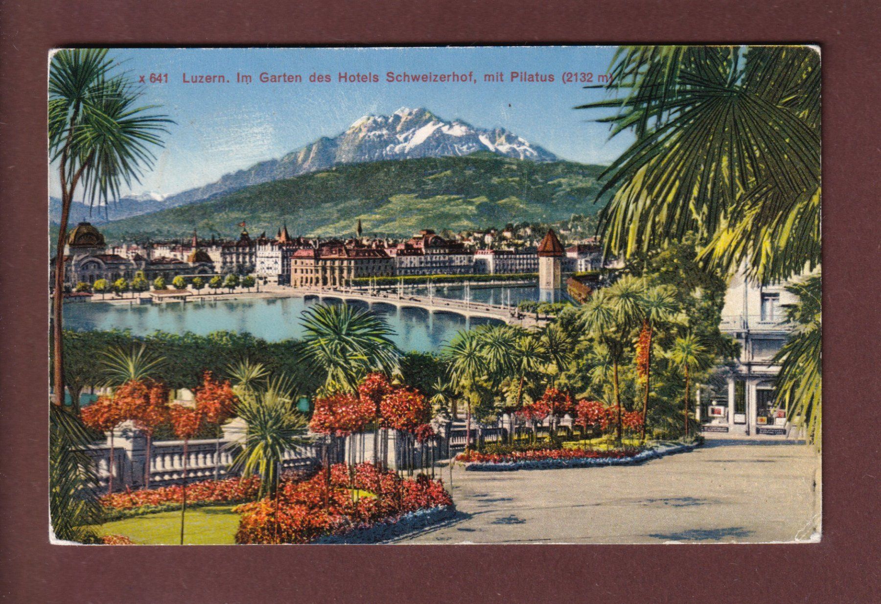 Cartoline postali: LUZERN - Hotel Schweizerhof - Garten – Usato da Pully venduto da nicecards