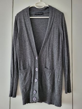 Strickjacke mit Merinowolle und Cashmere, grau, Gr. M,