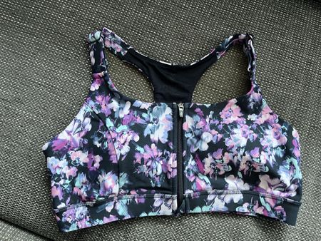 Sport BH mit Blumenmuster und Reissverschluss, Grösse M
