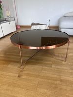 Salontisch Meilen in Kupfer mit Rauchglas