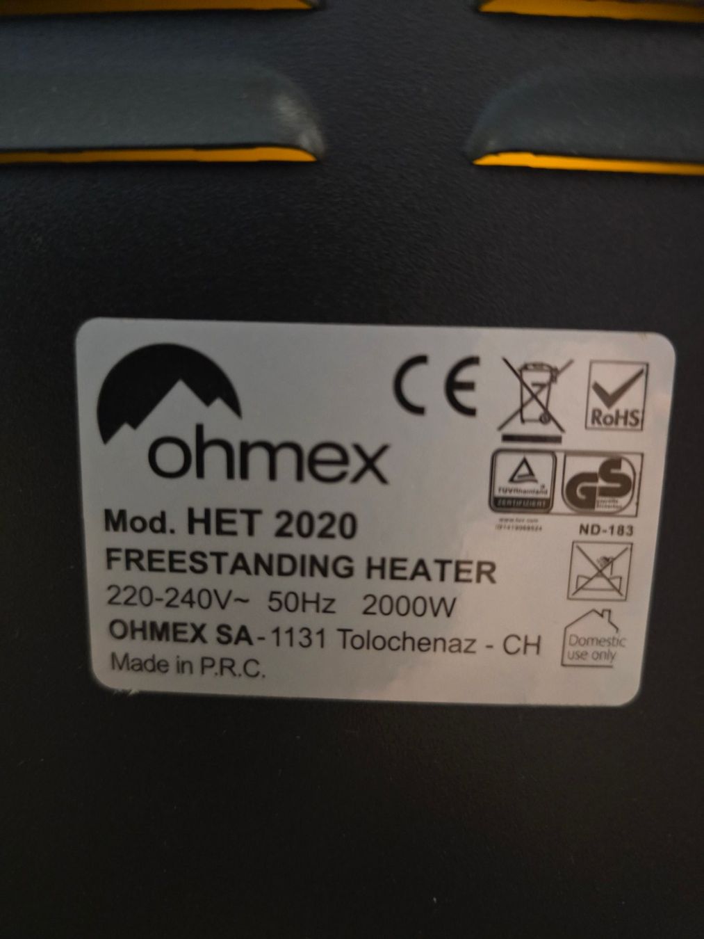 Ohmex Radiatori: Ohmex HET 2020 Heizofen freistehend – Usato da Reinach AG venduto da Tomnottsoujang 2