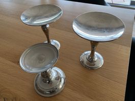 Kerzenständer versilbert H 19 / D 16 cm, klein H16 / D 11 cm