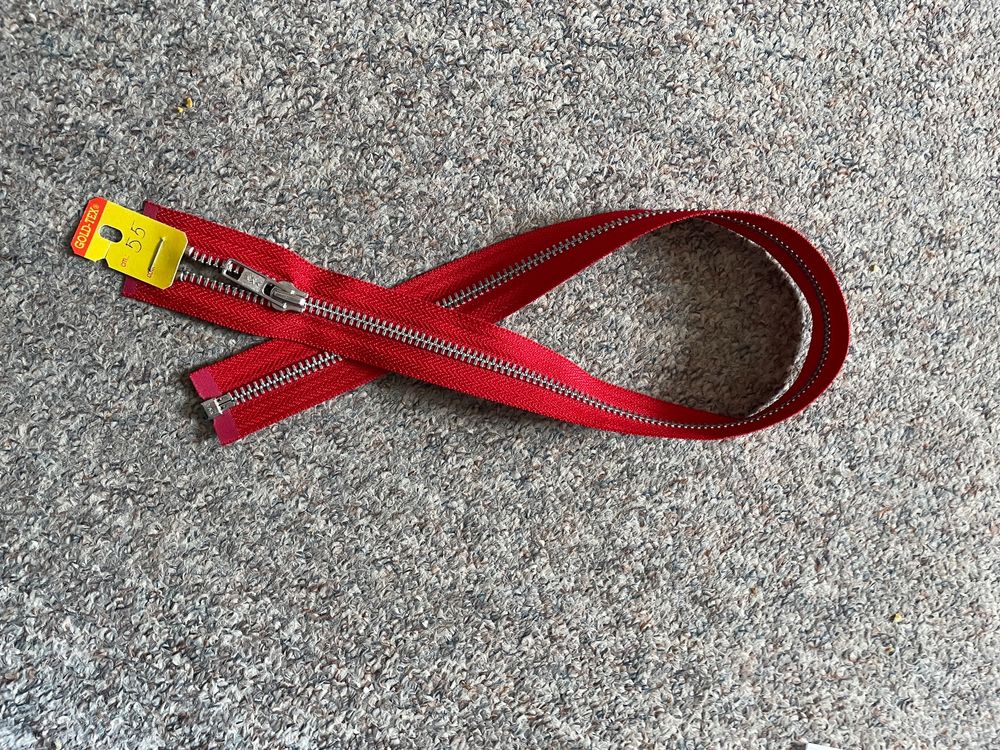 Reißverschluß Metall, 80cm, Teilbar, Rot