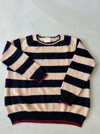 Pullover 100% Kaschmir gestreift beige/schwarz Gr. 3 (M/L) 