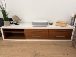 TV Mobel mit Schubladen und offnem Fach weiss/Holz